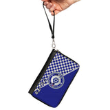 Women's PU Zip Around Wallet Rectangle - Star Wars R2-D2 Top View and Aurebesh Checker Blue White