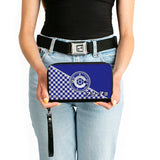 Women's PU Zip Around Wallet Rectangle - Star Wars R2-D2 Top View and Aurebesh Checker Blue White