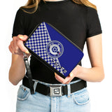 Women's PU Zip Around Wallet Rectangle - Star Wars R2-D2 Top View and Aurebesh Checker Blue White