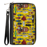 Women's PU Zip Around Wallet Rectangle - Star Wars Kenner Action Figures Scattered Yellow