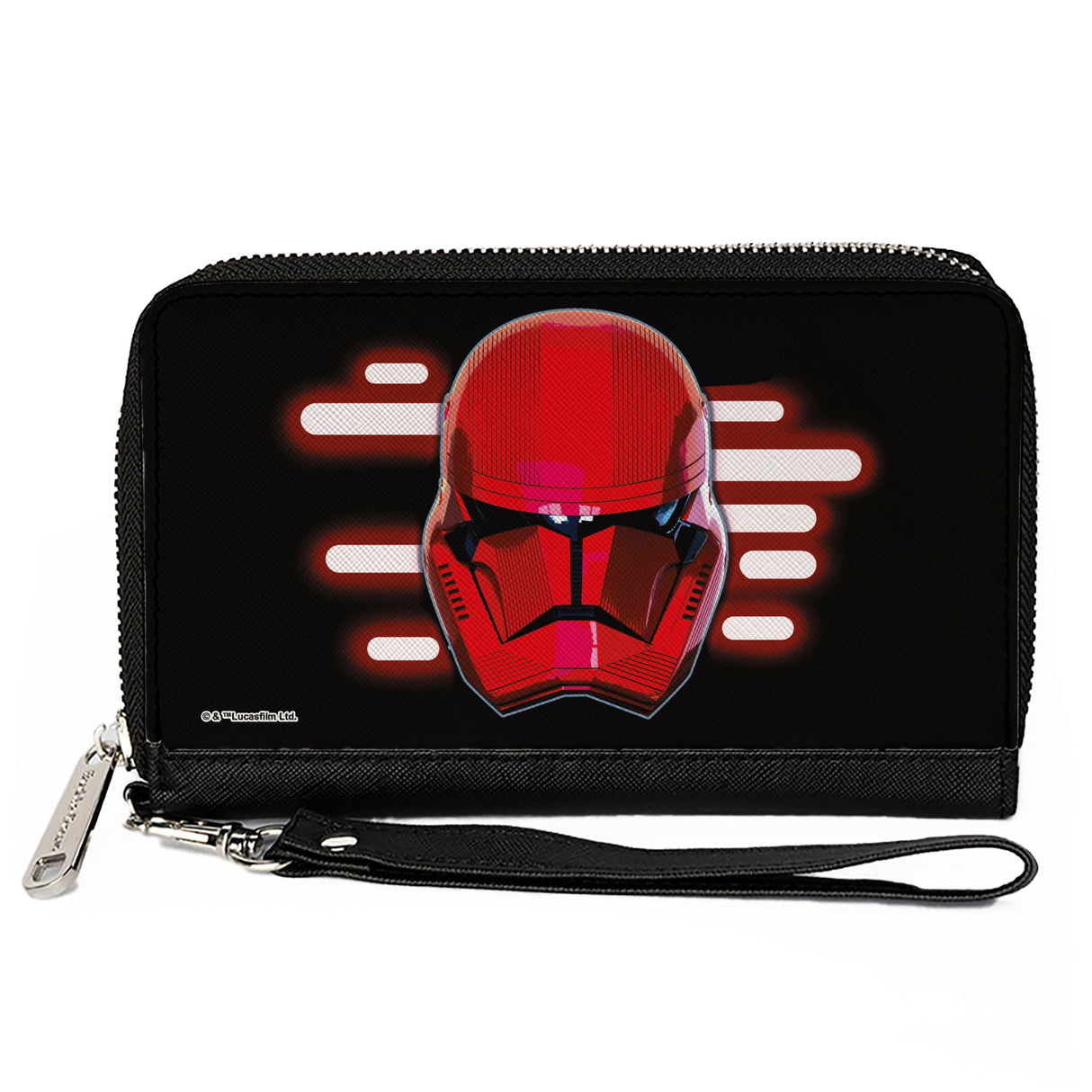 Women's PU Zip Around Wallet Rectangle - Star Wars Sith Trooper Face3 Black Reds