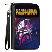 Women's PU Zip Around Wallet Rectangle - Star Wars MANDALORIAN BOUNTY HUNTER The Mandalorian Helmet Scene Reflections Black Multi Color