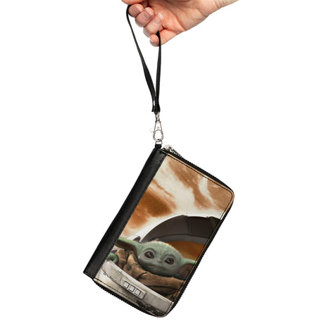 Women's PU Zip Around Wallet Rectangle - Star Wars The Child Vivid Pod Pose