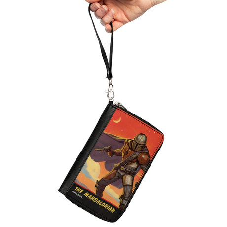 Women's PU Zip Around Wallet Rectangle - THE MANDALORIAN Blaster Action Pose