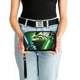 Women's PU Zip Around Wallet Rectangle - Star Wars the Clone Wars Grievous Lightsaber Pose Greens