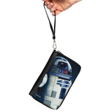 Women's PU Zip Around Wallet Rectangle - Star Wars the Clone Wars R2-D2 Weathered Blue