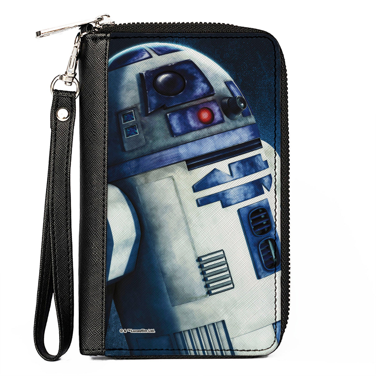 Women's PU Zip Around Wallet Rectangle - Star Wars the Clone Wars R2-D2 Weathered Blue