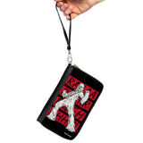 PU Zip Around Wallet Rectangle - Star Wars Chewbacca Roar Pose and Text Black/Red/White