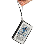 PU Zip Around Wallet Rectangle - Star Wars R2-D2 Pose White/Gray/Blue