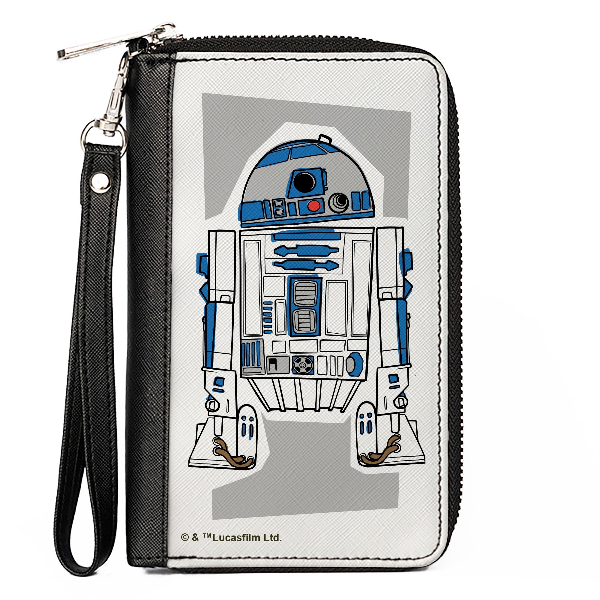 PU Zip Around Wallet Rectangle - Star Wars R2-D2 Pose White/Gray/Blue