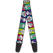 Guitar Strap - Bugs Bunny Expression Blocks Multi Color