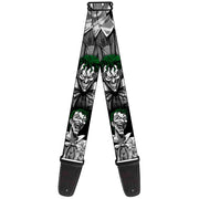 Guitar Strap - Joker Laughing Poses Black White Green