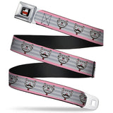 THE BIG BANG THEORY Full Color Black White Red Seatbelt Belt - Soft Kitty Nerd/Mustacho Expressions Stripe Grays Webbing