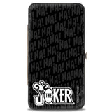 Hinged Wallet - Joker Wine Pose Sketch + THE JOKER Logo HA! HA! Black Grays White