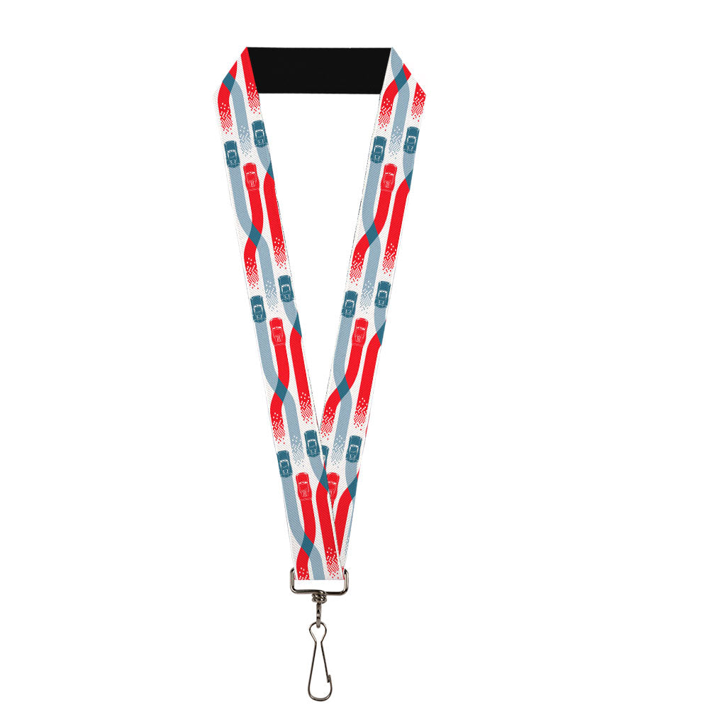 Lanyard - 1.0" - Cars 3 Cars Crossing White Blues Reds