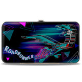 Hinged Wallet - ROAD RUNNER Action Pose Streak Triangles Black Blues Pinks