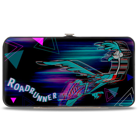 Hinged Wallet - ROAD RUNNER Action Pose Streak Triangles Black Blues Pinks