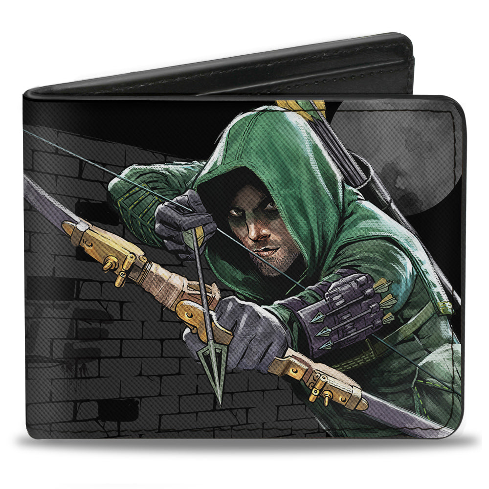 Bi-Fold Wallet - Arrow Aiming Pose + VIGILANTE Bricks Black Grays