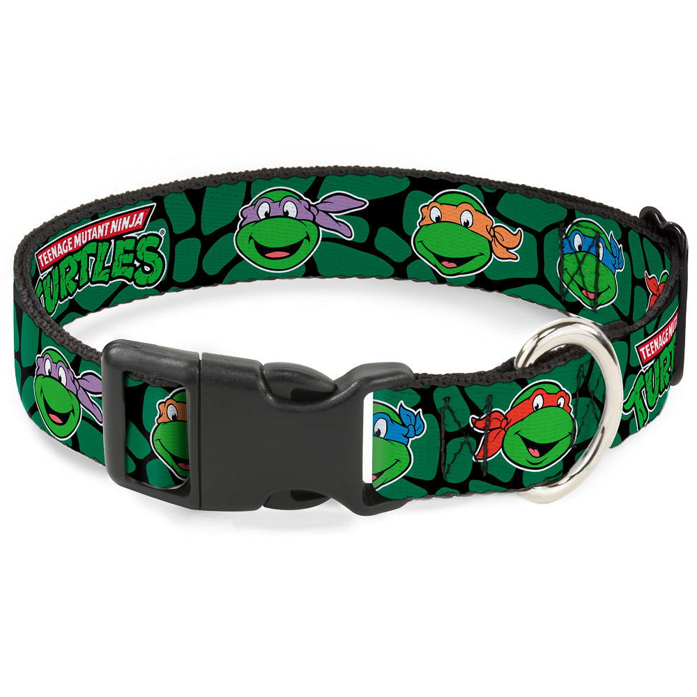 Plastic Clip Collar - Classic TEENAGE MUTANT NINJA TURTLES Turtle Faces Black/Green Turtle Shell