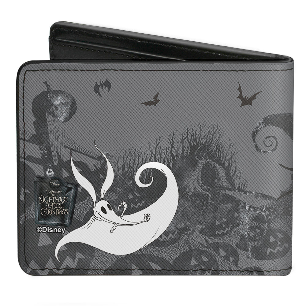 Bi-Fold Wallet - Nightmare Before Christmas Jack & Sally Pose + Zero Cemetery Scene Grays