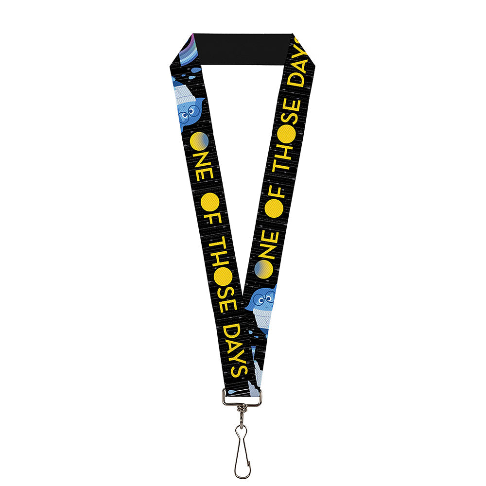 Lanyard - 1.0" - Joy Poses Rain ONE OF THOSE DAYS Black Gray Blues Yellow