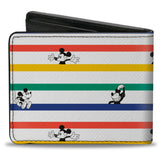 Bi-Fold Wallet - Mickey Mouse Poses Stripes White Multi Color