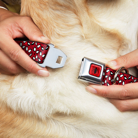 Spider Logo5 Red/Black Seatbelt Buckle Collar - Spider-Man Eyes/Spiders Scattered Reds/Black/White