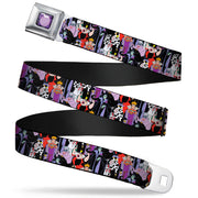 Princess Gem CLOSE-UP Full Color Purple Seatbelt Belt - 5-Disney Villains Stacked Webbing