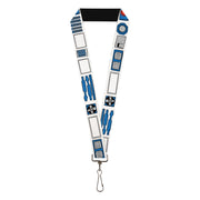 Lanyard - 1.0" - Star Wars R2-D2 Bounding Parts White Black Blue Gray Red