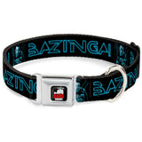 THE BIG BANG THEORY Full Color Black White Red Seatbelt Buckle Collar - Sheldon/BAZINGA! Black/Blue Glow