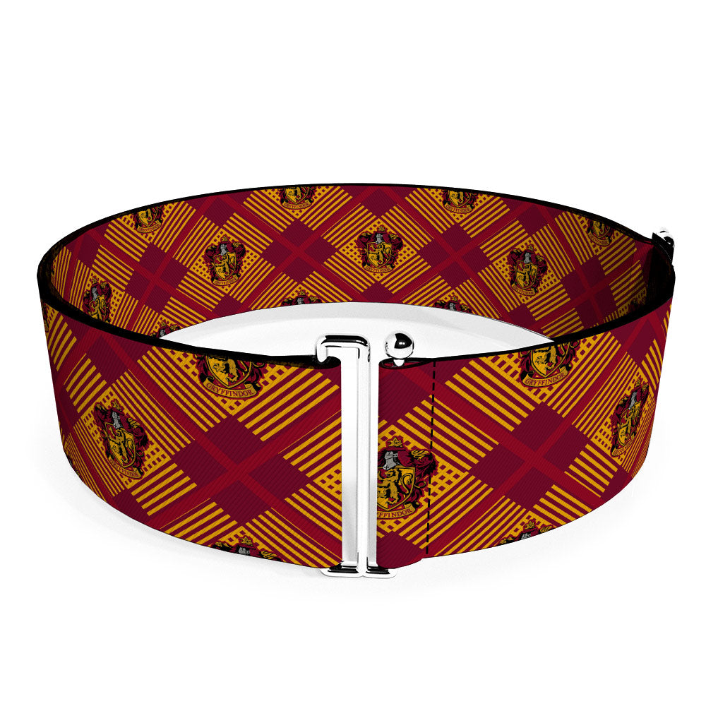 Cinch Waist Belt - Harry Potter Gryffindor Crest Plaid Reds Gold