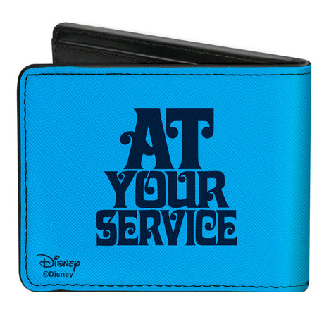 Bi-Fold Wallet - Aladdin 2019 Genie Face + AT YOUR SERVICE Blues Yellow