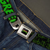 Classic TMNT Logo Full Color Seatbelt Belt - Classic TMNT Group Pose6/KEEPING IT LEAN, MEAN & GREEN Black/Green/White Webbing