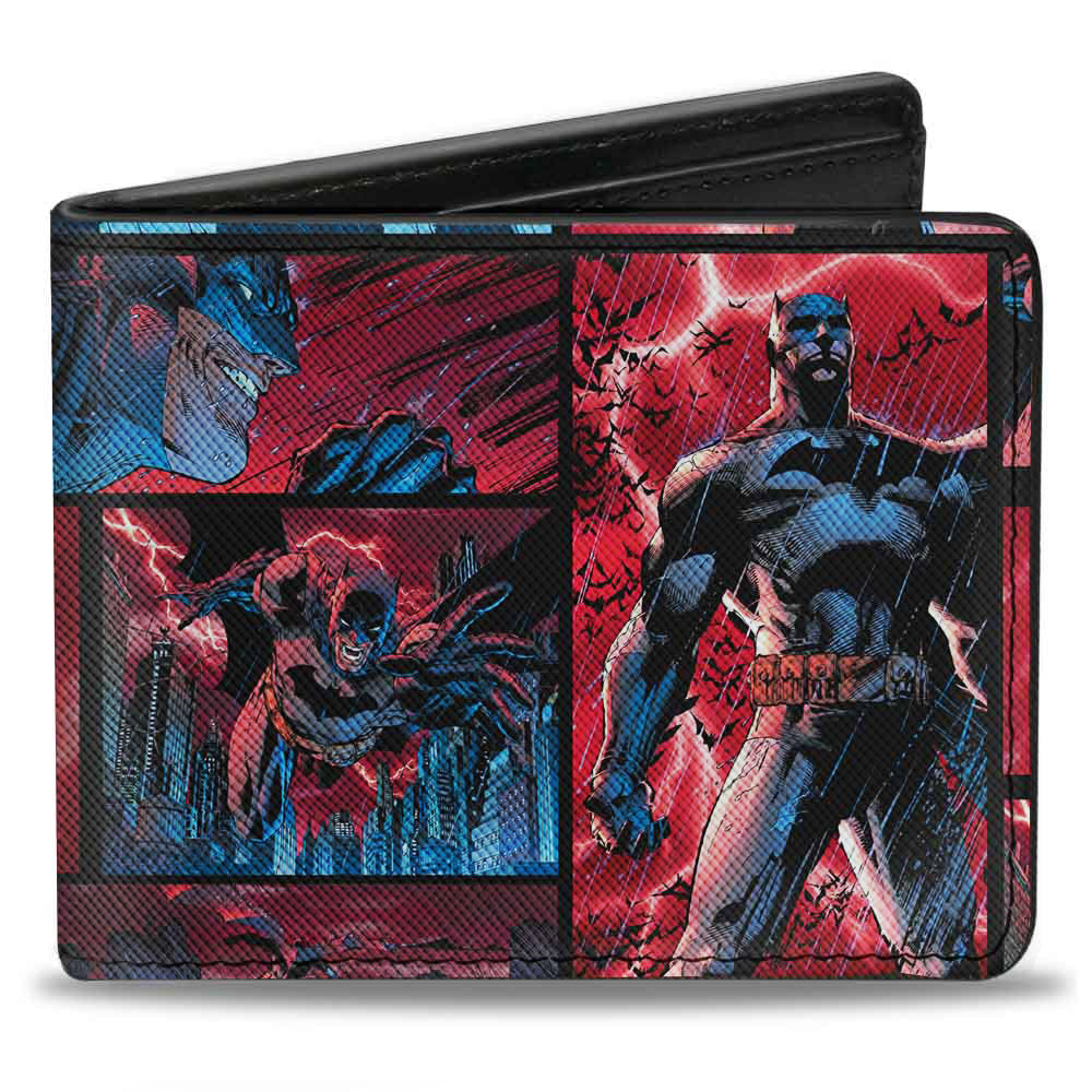 Bi-Fold Wallet - Batman Urban Legends Scene Blocks Rainy Red Sky