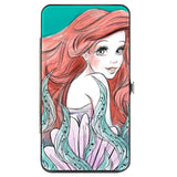 Hinged Wallet - The Little Mermaid Ariel Over Shoulder2 + Flounder Sketch Poses Kelp Blues