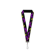 Lanyard - 1.0" - Maleficent Dragon Diablo Silhouettes Splatter Black Greens Purples