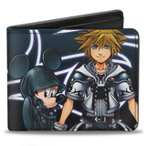 Bi-Fold Wallet - Kingdom Hearts II Organization 13 Mickey Final Form Sora Pose Tribal Black White Glow