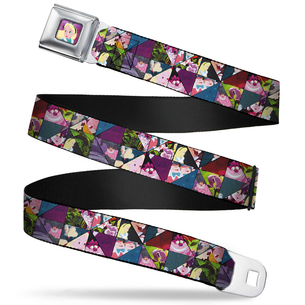 Alice Cards Full Color Pinks Seatbelt Belt - Alice in Wonderland Kaleidoscope Scenes Webbing