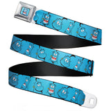 Classic Aladdin Genie Smiling Expression Full Color Blue Seatbelt Belt - Classic Aladdin Genie 4-Expressions Blues Webbing