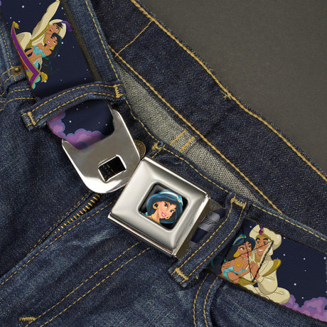 Jasmine CLOSE-UP Full Color Seatbelt Belt - Aladdin & Jasmine Magic Carpet Ride Scenes Webbing