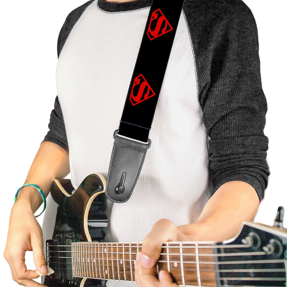 Guitar Strap - Superboy Shield Black Red