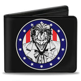 Bi-Fold Wallet - Joker Presidential Seal + THE JOKER FOR PRESIDENT Seal Black White Blue Red