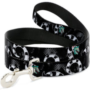 Dog Leash - Beetlejuice Sandworm Healftone Repeat Black/Gray