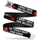 THE BIG BANG THEORY Full Color Black White Red Seatbelt Belt - Howard/Double Helix I WISH I WERE DNA HELICASE Black/White/Red Webbing