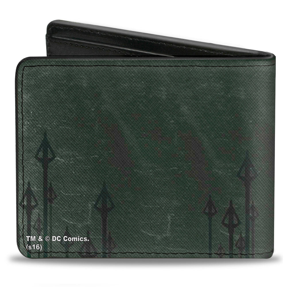 Bi-Fold Wallet - Arrow Standing Profile Pose Arrow Tips Greens