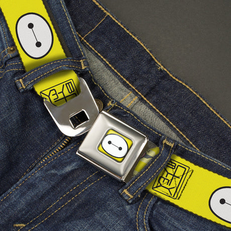 Baymax Face Full Color Yellow Black White Seatbelt Belt - BAYMAX Hanko/Face Yellow/Black/White Webbing