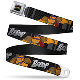 Classic TMNT Logo Full Color Seatbelt Belt - BEBOP 2-Poses Stripes/Dots Black/Grays Webbing