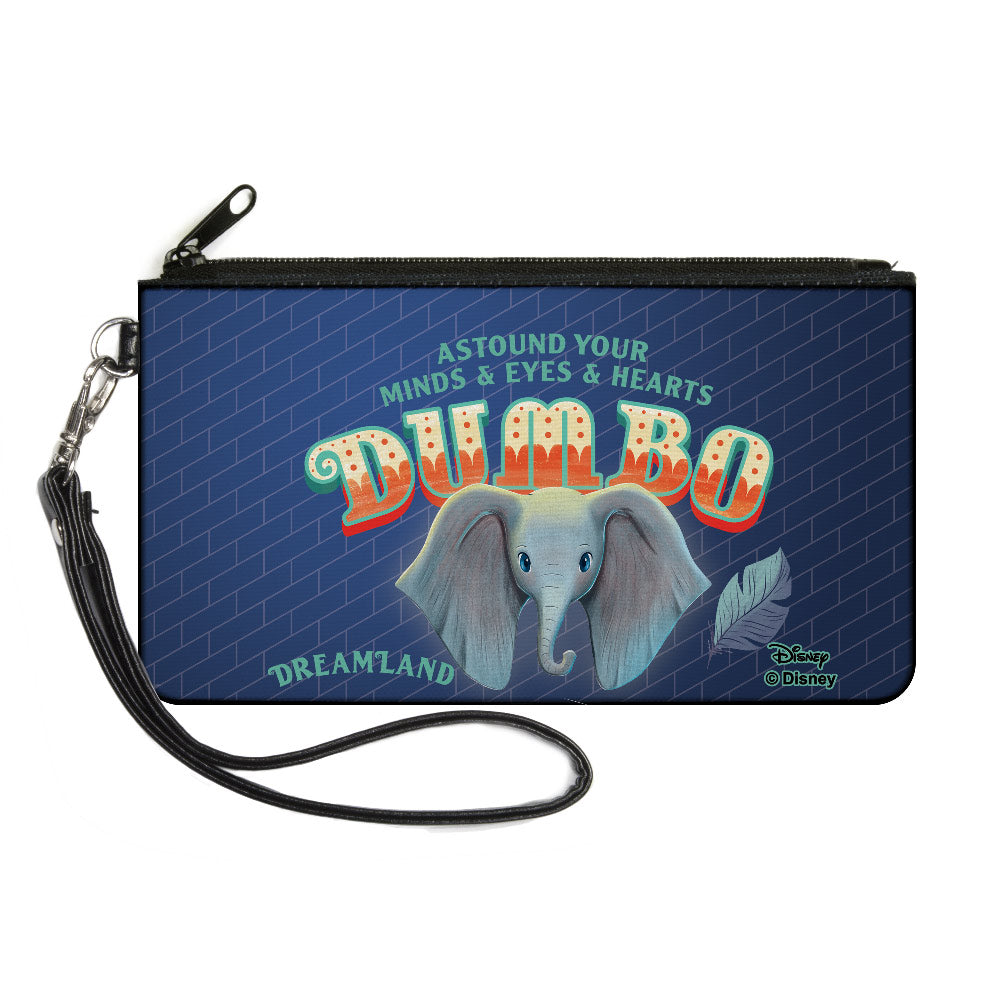 Canvas Zipper Wallet - LARGE - Dumbo Face Feather ASTOUND YOUR MIND & EYES & HEARTS Circus Sign Blues