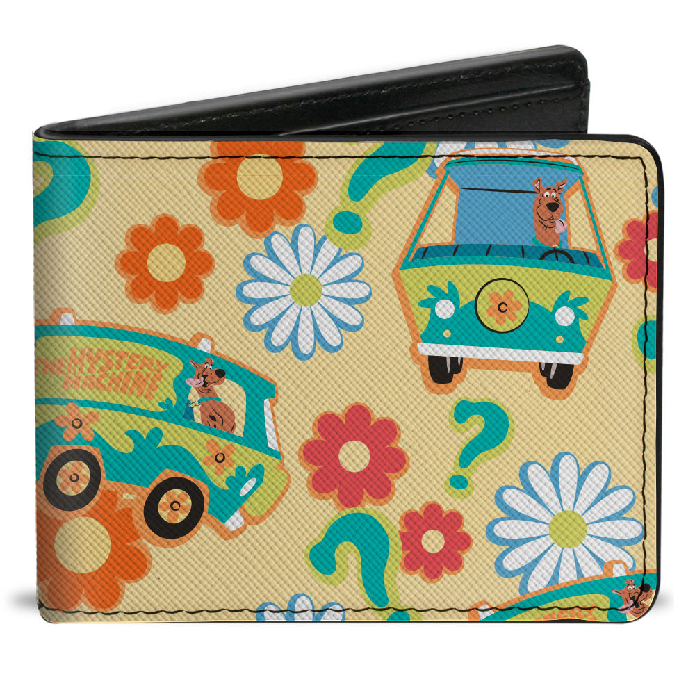 Bi-Fold Wallet - Scooby Doo Mystery Machine and Flowers Collage Cream