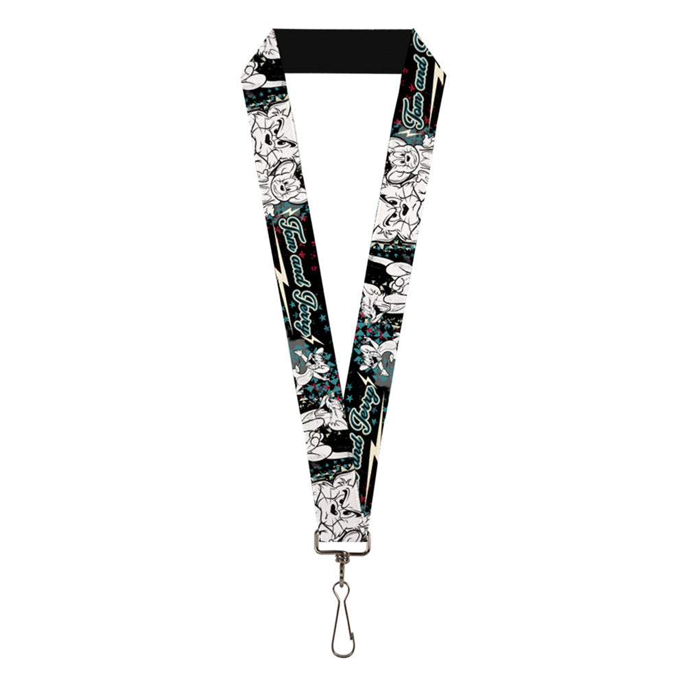 Lanyard - 1.0" - TOM & JERRY Face & Pose Sketch Black White Red Blue